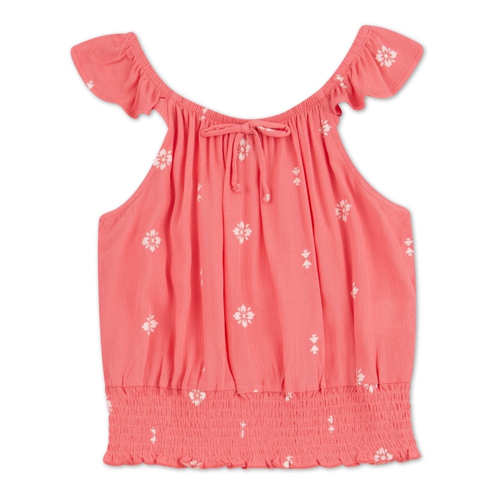 Speechless‎ Big Girls Pull-Over Printed Peasant Sleeve Top - Coral - Size XL